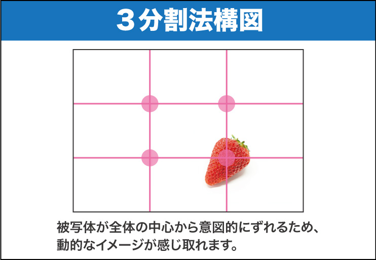 デザインに使う写真は３分割法構図を使い 写真同士の関連性は被写体の大きさを揃える